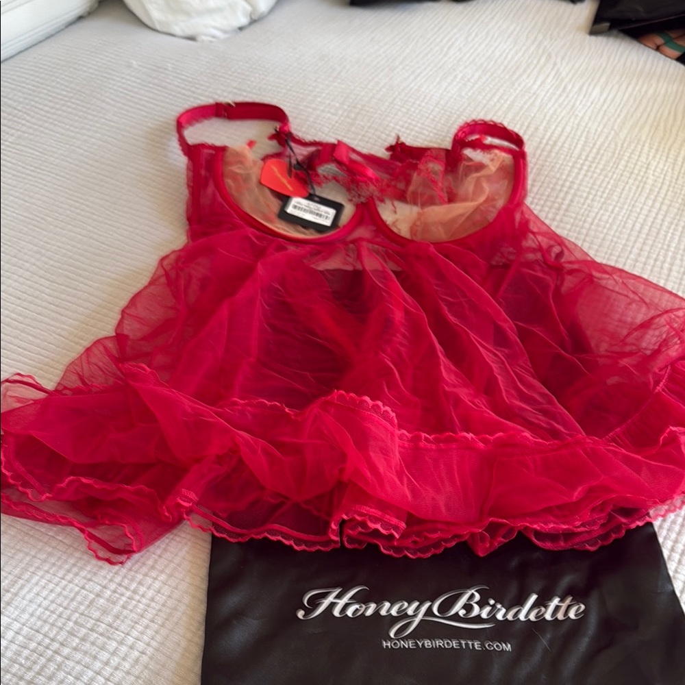 Honey Birdette Red Sheer Babydoll
